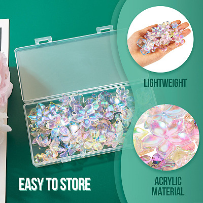 45Pcs 9 Colors Transparent Acrylic Bead Caps MACR-TA0001-92-1