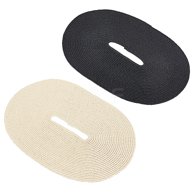 2Pcs 2 Colors Polyester Imitation Straw Oval Hat Base for Millinery AJEW-FG0002-82-1