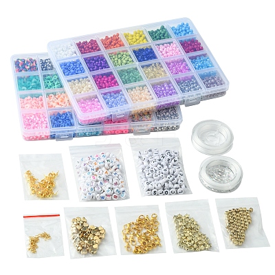 DIY Glass Seed & Plastic & Polymer Clay Beads Bracelets Making Kits DIY-FS0007-07-1