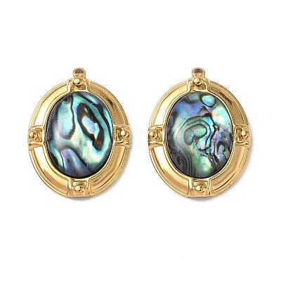 Natural Paua Shell Pendants STAS-G397-24G-02-1