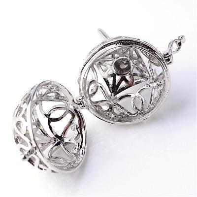 Rack Plating Brass Cage Pendants KK-S751-061P-1