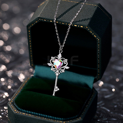 Key 925 Sterling Silver Micro Pave Cubic Zirconia Pendant Necklaces FS-WG0FCDD-02-1