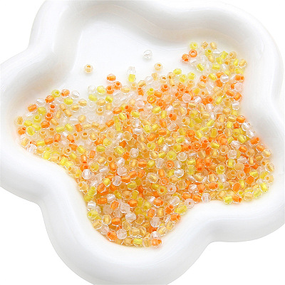 100Pcs Transparent Inside Colours Glass Beads GLAA-P061-01D-1