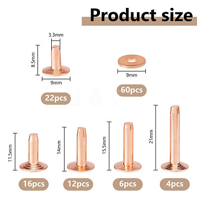 60Sets 5 Styles Brass Rivets KK-DC0005-04-1