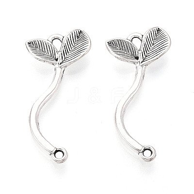 Tibetan Style Alloy Leaf  Links Connector Charmss PALLOY-T094-11AS-1