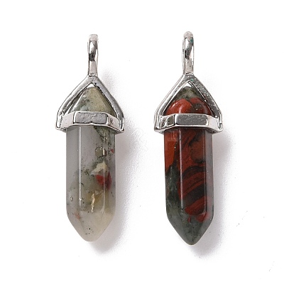 Natural Bloodstone Pointed Pendants G-K329-46P-1