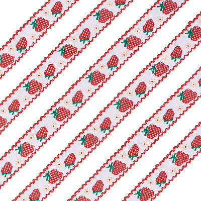 10Yards Polyester Strawberry Ribbon OCOR-TA0003-62B-1