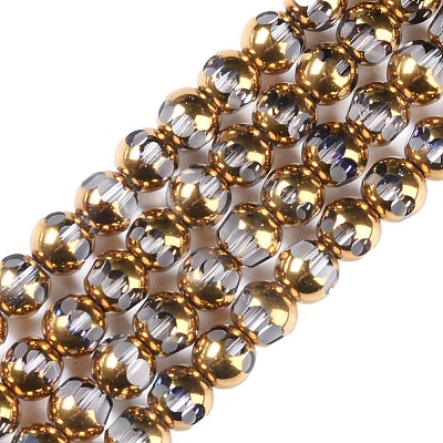 Electroplate Glass Beads Strands X-EGLA-Q128-04A-FP07-1