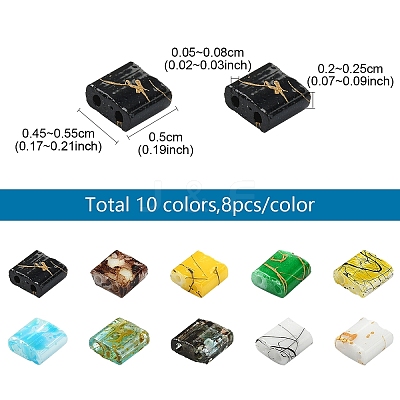 80Pcs 10 Styles 2-Hole Glass Seed Beads SEED-YW0002-94-1