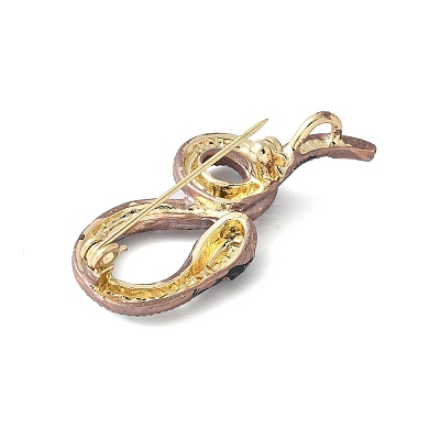 Snake Alloy Rhinestone Brooches for Backpack Clothes JEWB-V003-02G-1