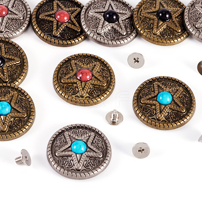 12Pcs 6 Colors Zinc Alloy & Synthetic Turquoise Buttons BUTT-TA0001-18-1