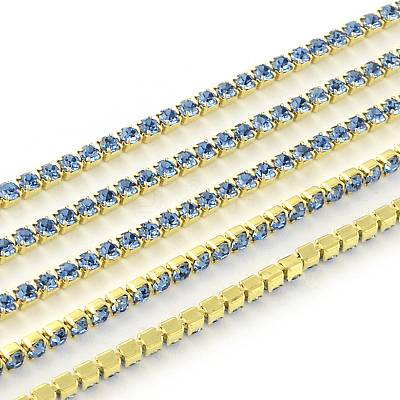 Nickel Free Raw(Unplated) Brass Rhinestone Strass Chains CHC-R119-S6-07C-1-1
