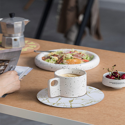 4Pcs 2 Colors PU Leather Cup Mats AJEW-LP0006-24-1