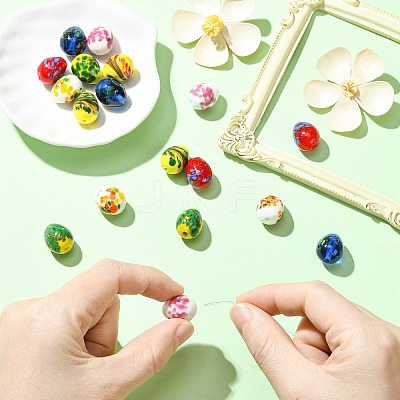 18Pcs 6 Colors Handmade Lampwork Beads Strands LAMP-CJ0003-08-1