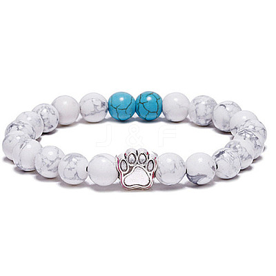 Howlite and Synthetic Turquoise Bead Stretch Bracelets for Women Men XZ2326-2-1
