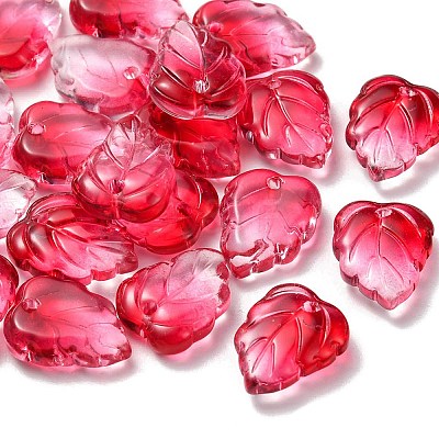 Autumn Theme Two-Tone Transparent Glass Charms GLAA-YW0001-53D-1