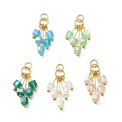 AB Color Plated Glass Pendants PALLOY-JF05735-1