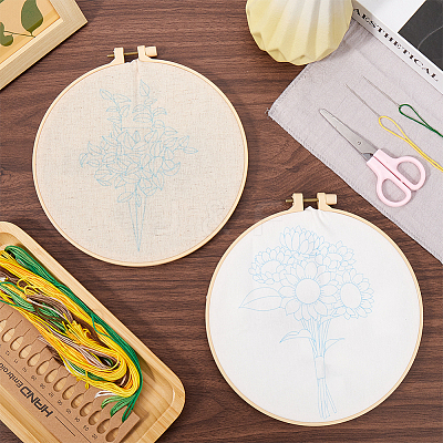 2 Sets 2 Styles DIY Embroidery Kits DIY-GF0009-97A-1