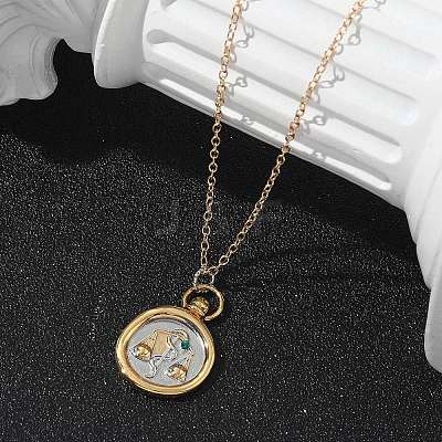 Brass Twelve Constellations Tarot Pendant Necklaces NJEW-Q006-01I-G-1