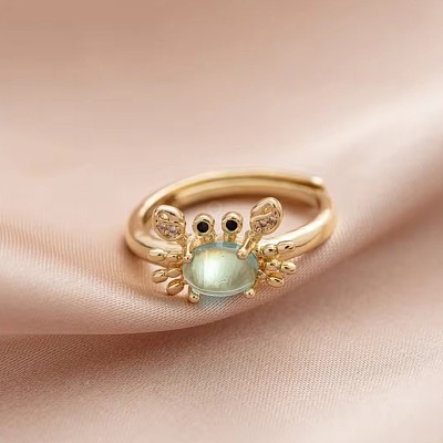 Brass Micro Pave Cubic Zirconia Adjustable Finger Rings FS-WGE54F5-02-1