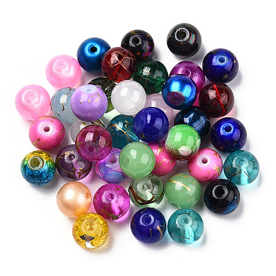 Mixed Style & Mixed Color Round Spray Painted Glass Beads DGLA-X0003-8mm-1