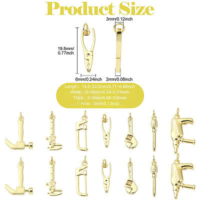 14Pcs 7 Styles Rack Plating Brass Pendants KK-CJ0003-27-1
