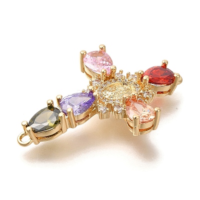 Rack Plating Brass Micro Pave Cubic Zirconia Links KK-P287-51G-04-1