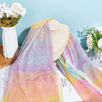 Rainbow Color Gradient Polyester Mesh Fabric DIY-WH0453-84-1