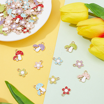 60Pcs 10 Style Alloy Enamel Pendants ENAM-PH0001-99-1