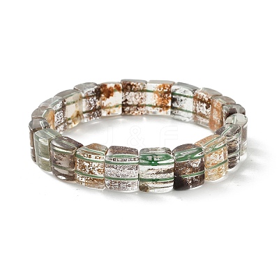 Natural Lodolite Quartz Bead Stretch Bracelets for Women Men BJEW-C097-01-1