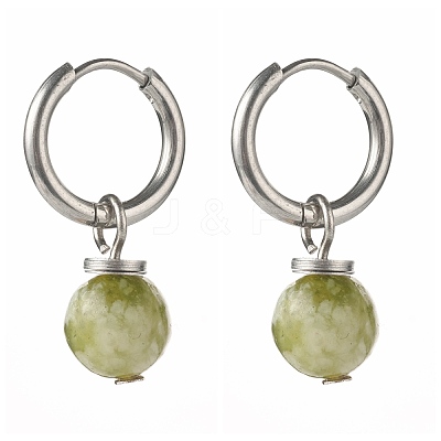 Natural Qinghai Jade Beads Earrings for Girl Women Gift EJEW-JE04607-02-1