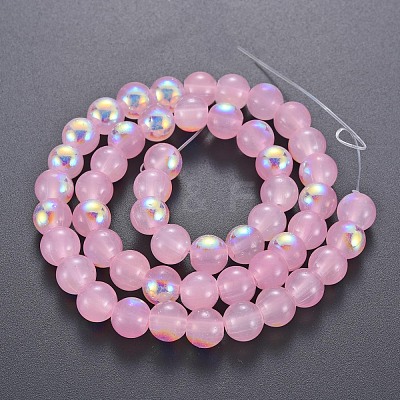 Spray Painted Glass Beads Strands GGLA-S058-001C-01-1