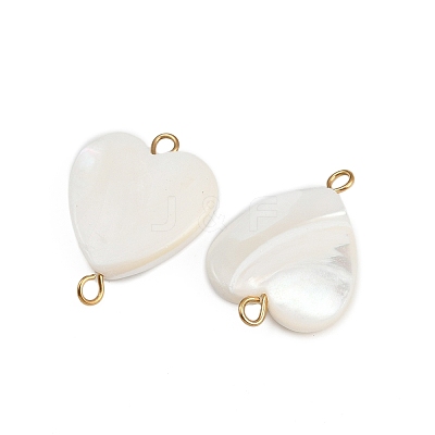 Natural Shell Heart Connector Charms X1-STAS-D378-25G-1