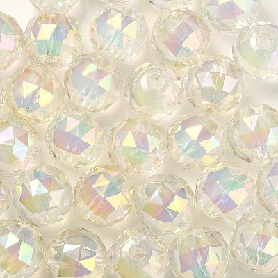 Two Tone UV Plating Rainbow Iridescent Acrylic Beads TACR-D010-06H-1