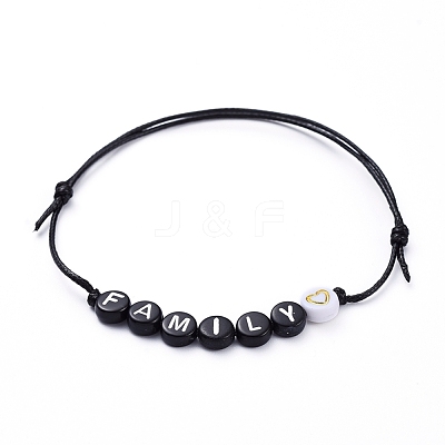 (Jewelry Parties Factory Sale)Adjustable Waxed Polyester Cord Beaded Bracelets BJEW-JB05294-01-1
