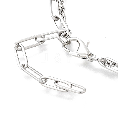 2Pcs 2 Styles 304 Stainless Steel Cable & Paperclip Chain Bracelets Multi-layered Bracelets BJEW-JB12331-1