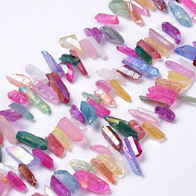 Electroplated Natural Quartz Crystal Beads Strands G-I345-01-1