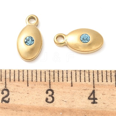 304 Stainless Steel with Rhinestone Charms STAS-Q345-15G-03-1