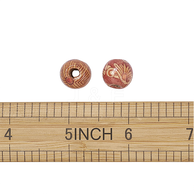 Printed Natural Wood Beads WOOD-TA0001-15-1