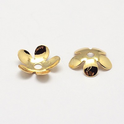 5-Petal Grade AAA Brass Bead Caps KK-E711-076G-NR-1