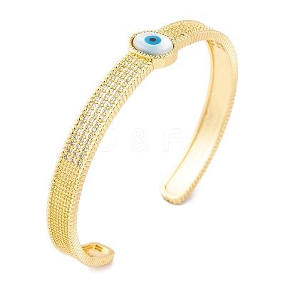 Brass Micro Pave Cubic Zirconia Open Cuff Bangles BJEW-S147-27B-G-1
