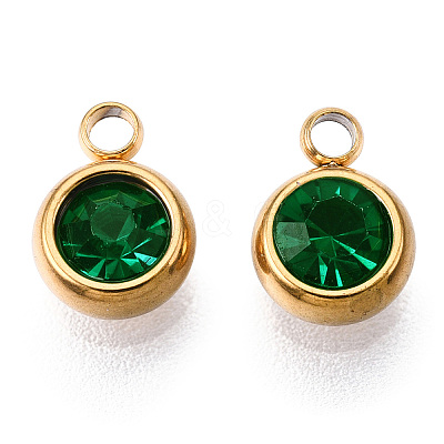 PVD Vacuum Plating 201 Stainless Steel Rhinestone Charms STAS-S068-03G-1