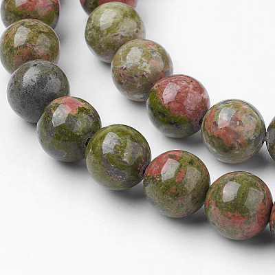 Natural Unakite Bead Strands G-G735-67-10mm-1