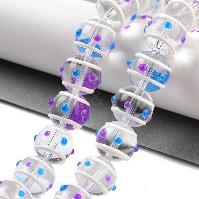 Glass with Enamel Beads Strands GLAA-M047-01G-1