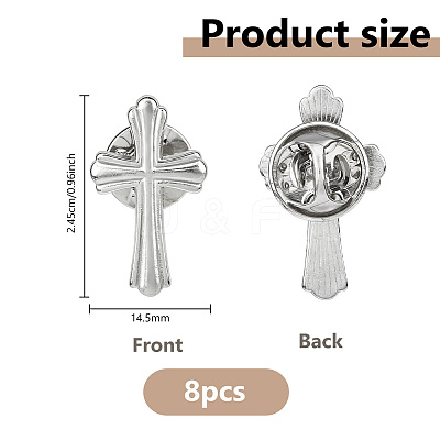 8Pcs Cross Alloy Lapel Pin Backs for Backpack Clothes JEWB-DC0001-31P-1