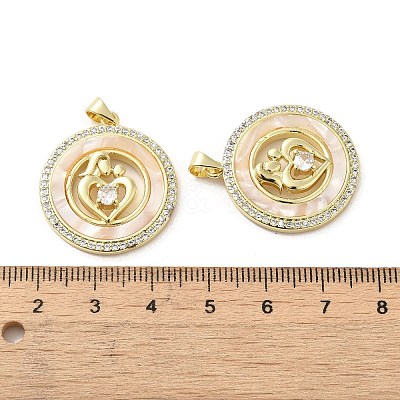 Rack Plating Brass Micro Pave Clear Cubic Zirconia Pendants KK-A206-02G-1