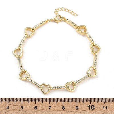 Brass Micro Pave Clear Cubic Zirconia Link Chain Bracelets for Women BJEW-F504-10G-1