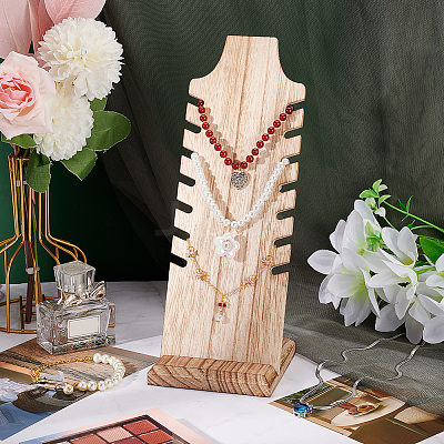Wooden Slant Back Necklace Display Board NDIS-WH0016-04B-03-1