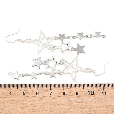 304 Stainless Steel Star Dangle Earrings EJEW-TA00624-1