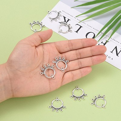 Antique Silver Tibetan Style Ring Chandelier Component Links for Dangle Earring Making X-EA9736Y-NF-1